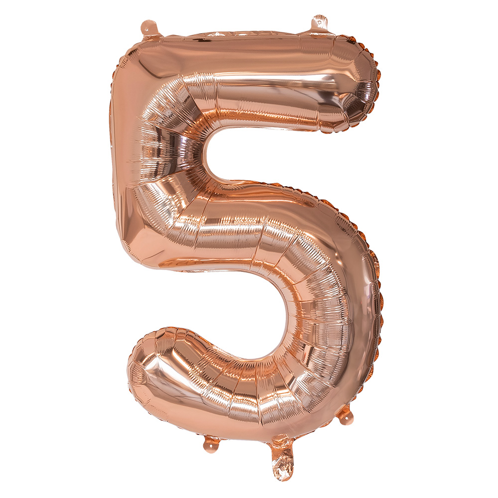 Folieballon '5' roségoud (86 cm)