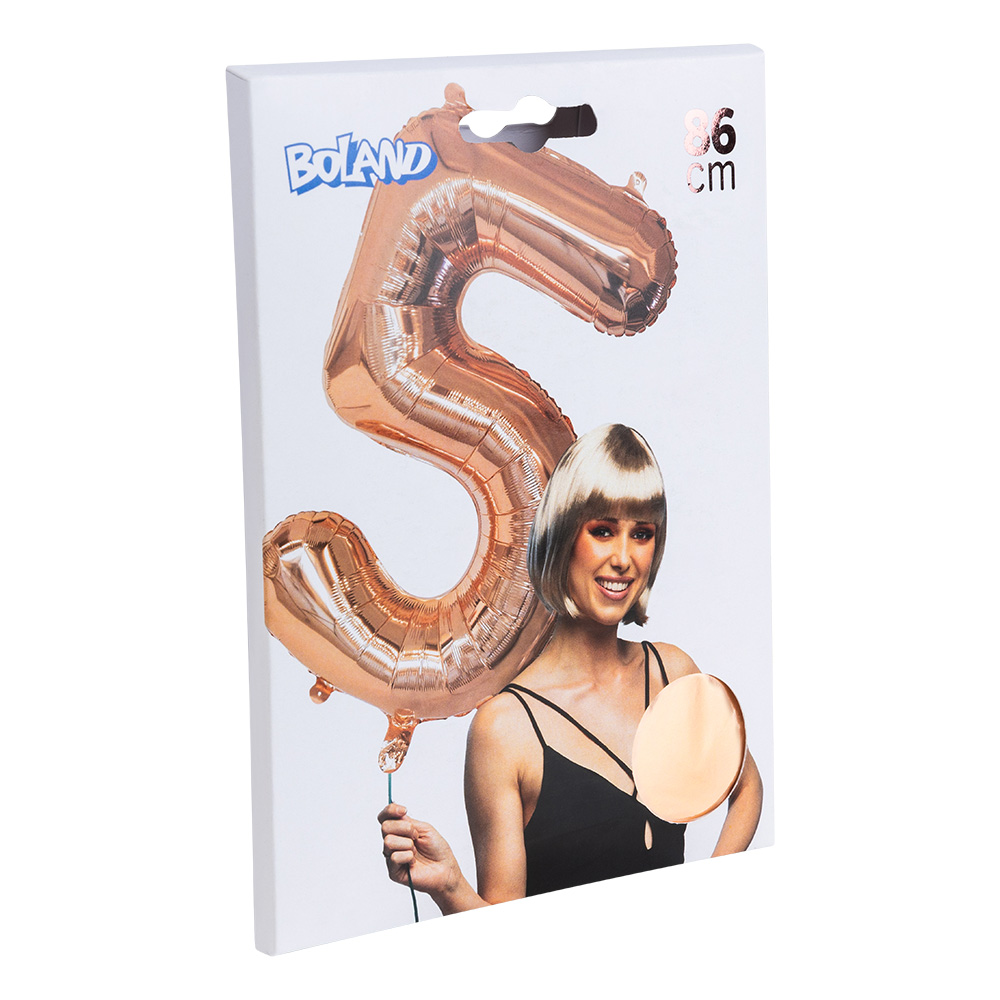 Folieballon '5' roségoud (86 cm)