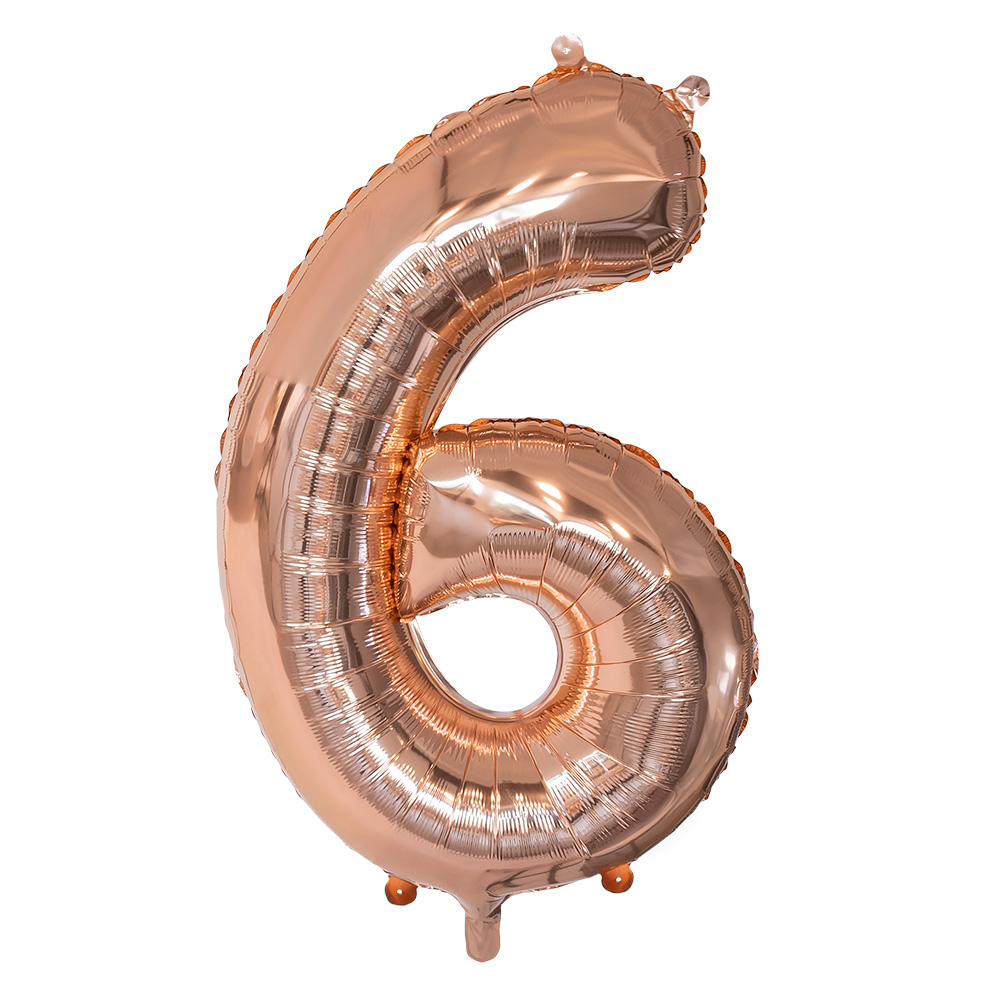 Folieballon '6' roségoud (86 cm)