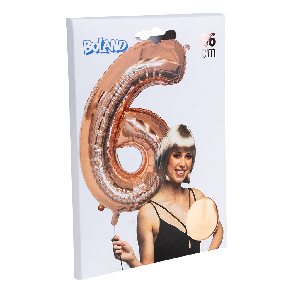 Folieballon '6' roségoud (86 cm)