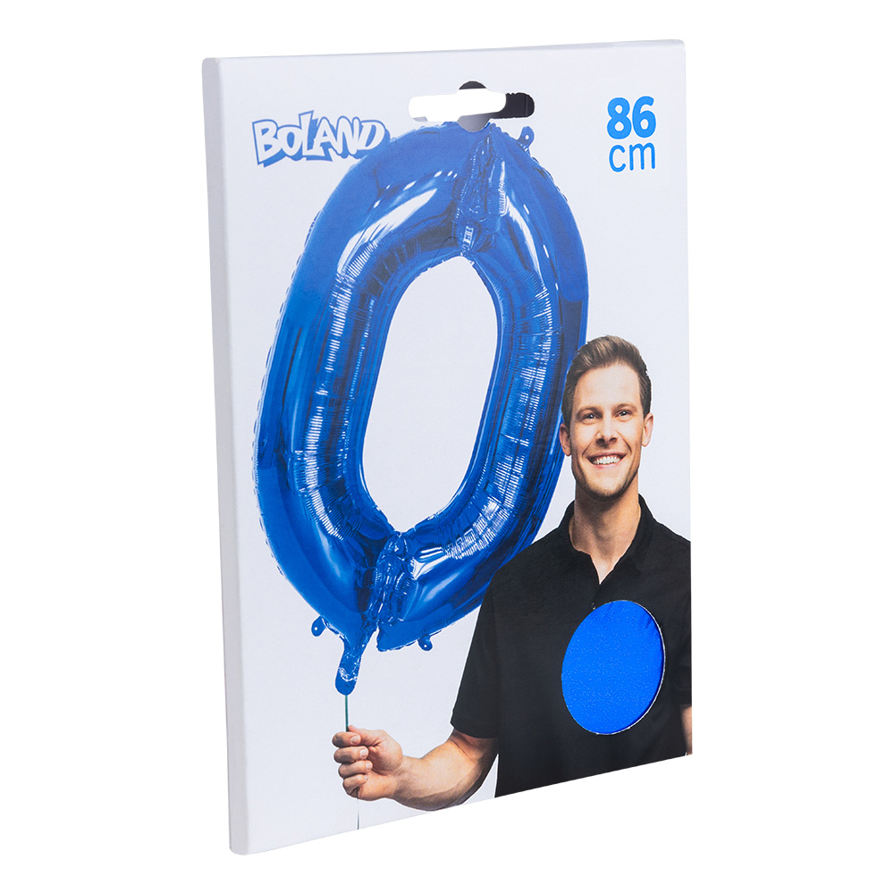 Folieballon '0' blauw (86 cm)