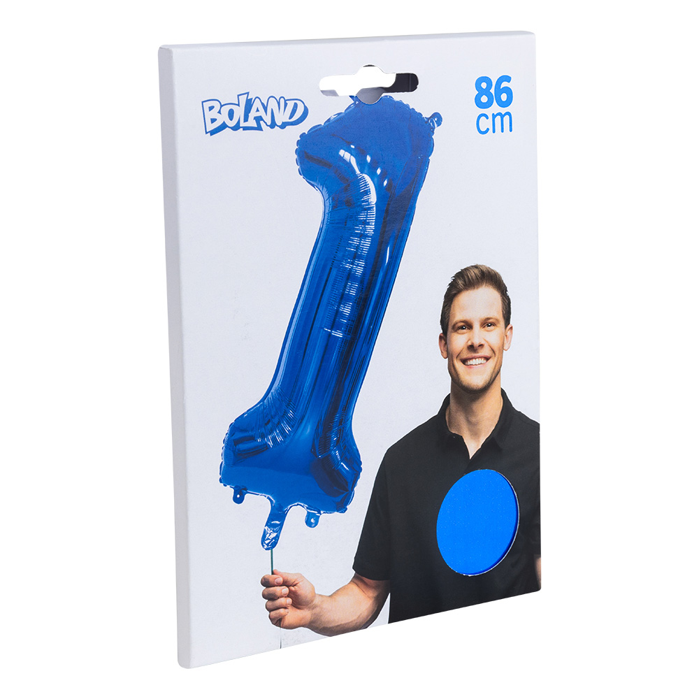 Folieballon '1' blauw (86 cm)
