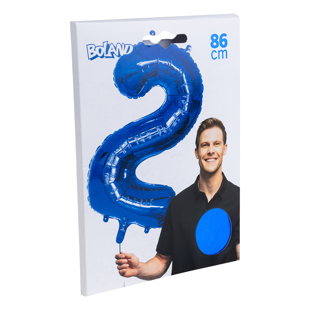 Folieballon '2' blauw (86 cm)