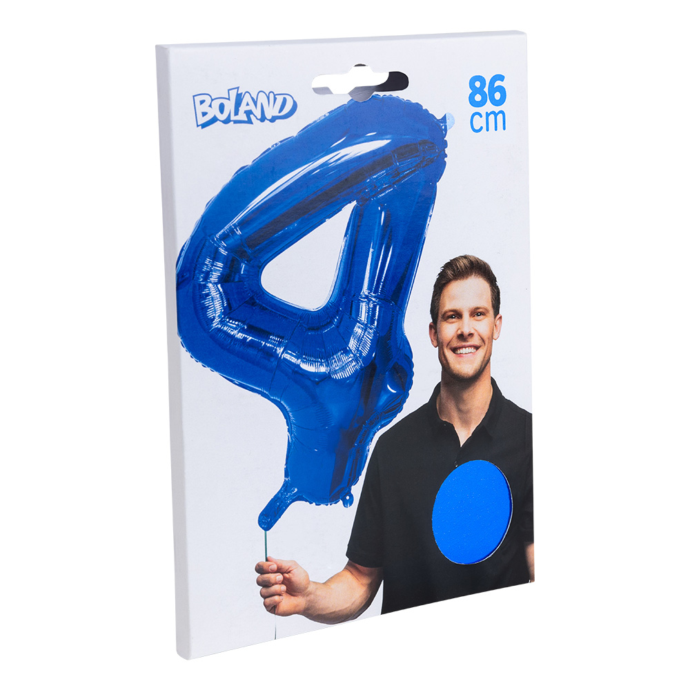 Folieballon '4' blauw (86 cm)