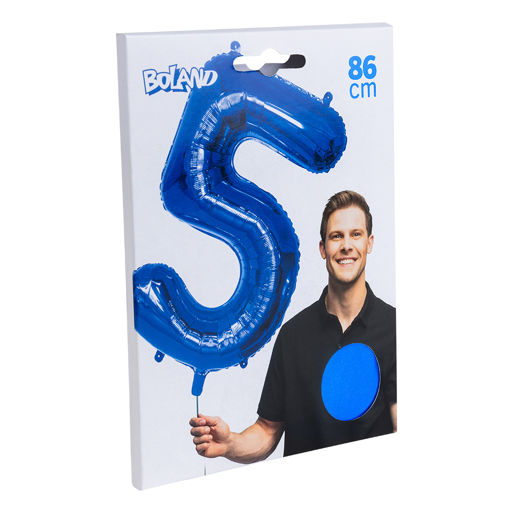 Folieballon '5' blauw (86 cm)
