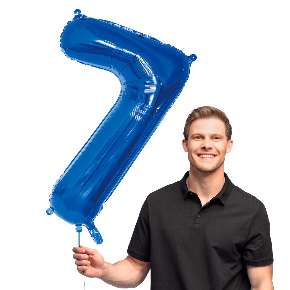 Folieballon '7' blauw (86 cm)