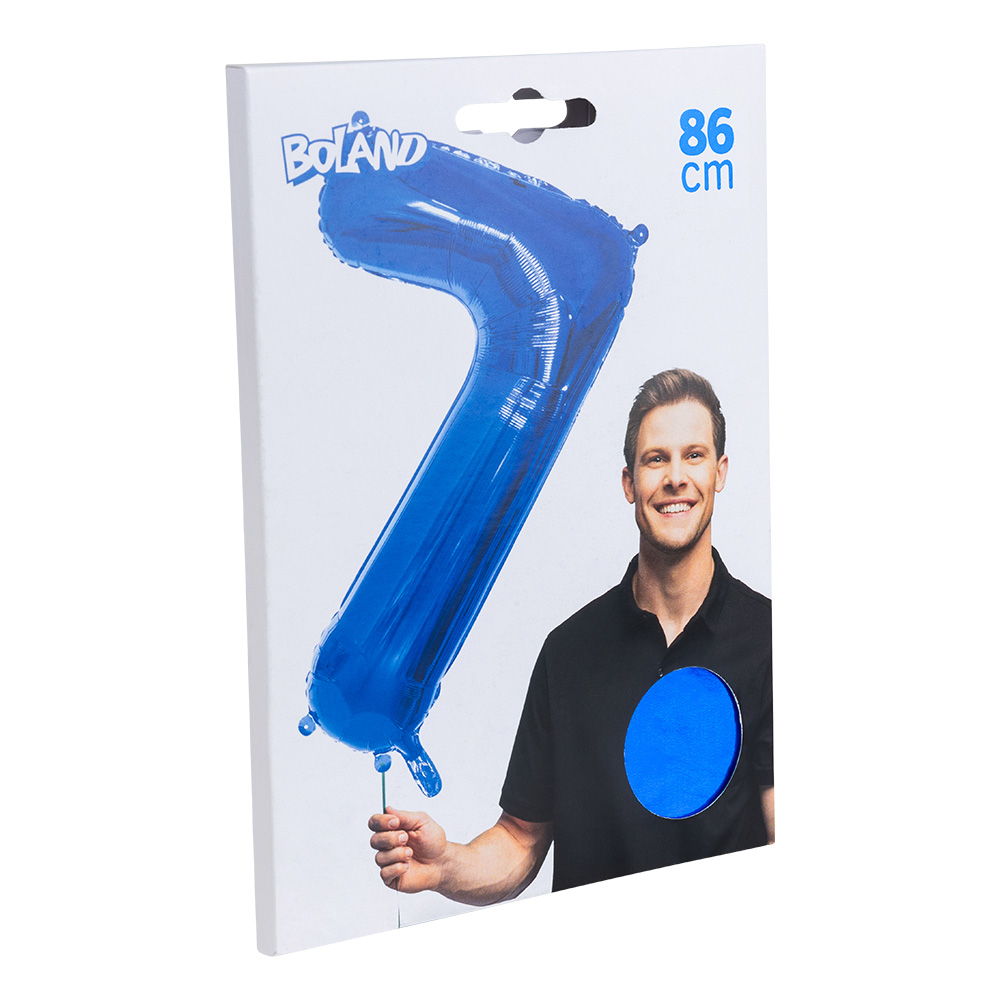 Folieballon '7' blauw (86 cm)