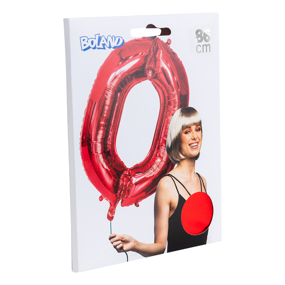 Folieballon '0' rood (86 cm)