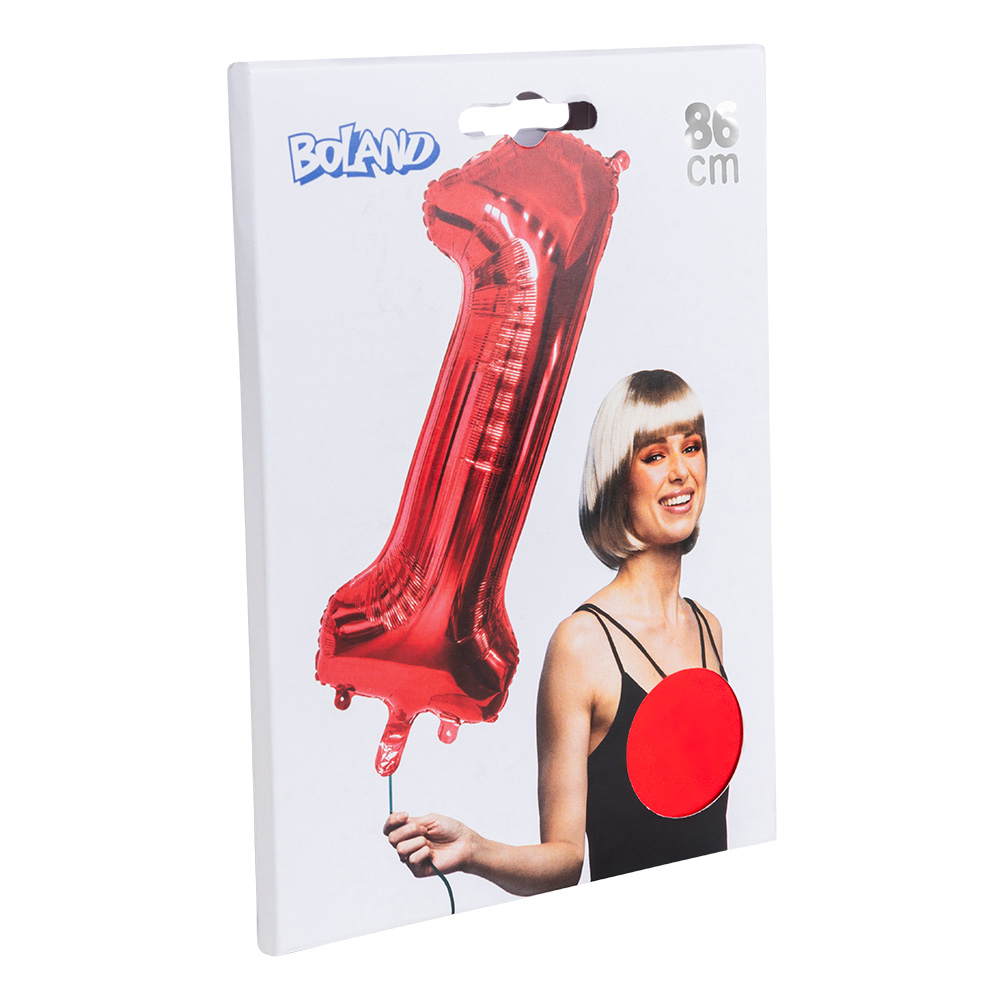 Folieballon '1' rood (86 cm)