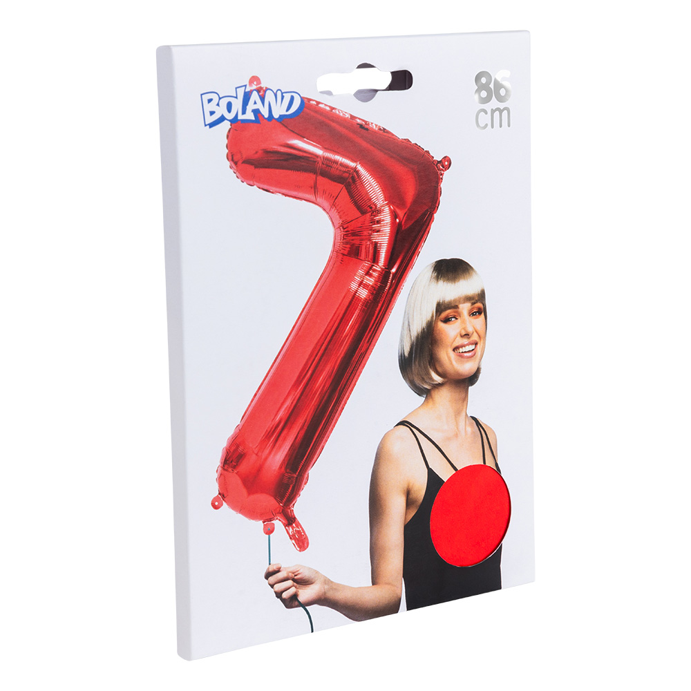 Folieballon '7' rood (86 cm)