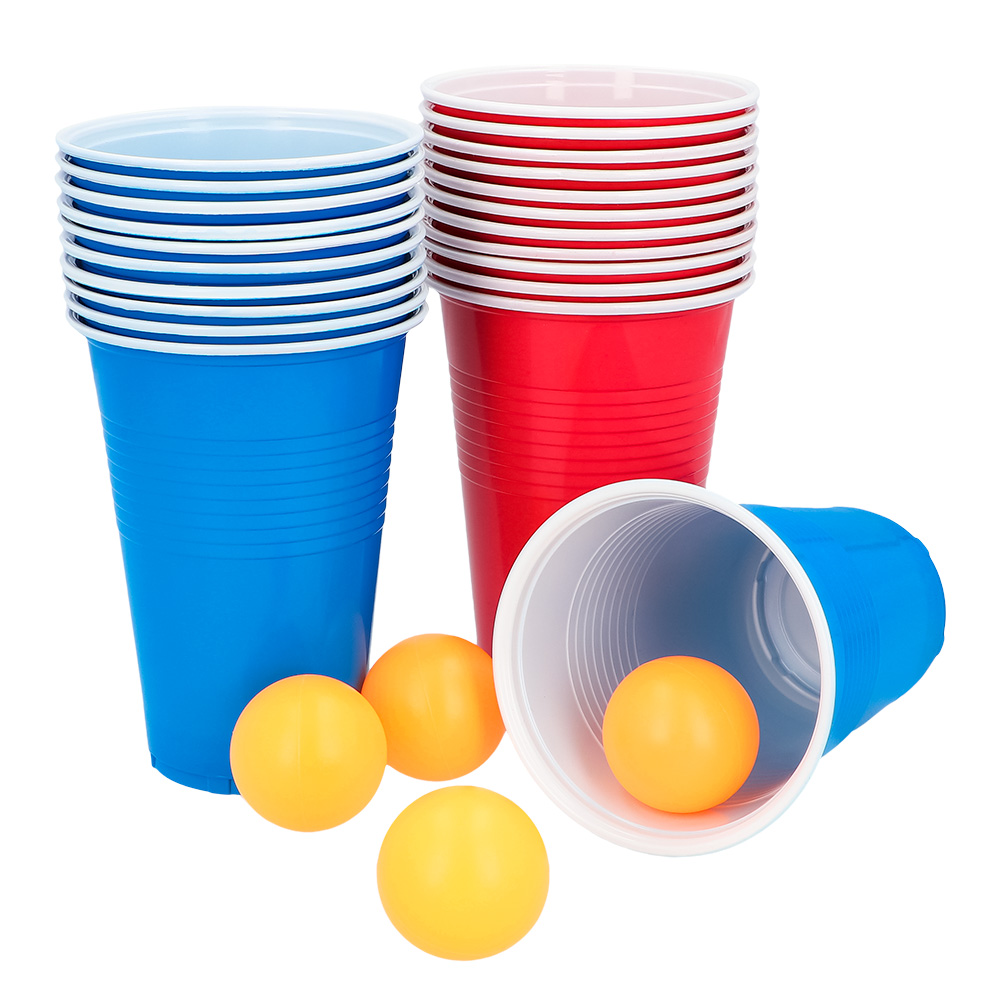 Set drankspel Beer pong (22 bekers + 4 ballen)