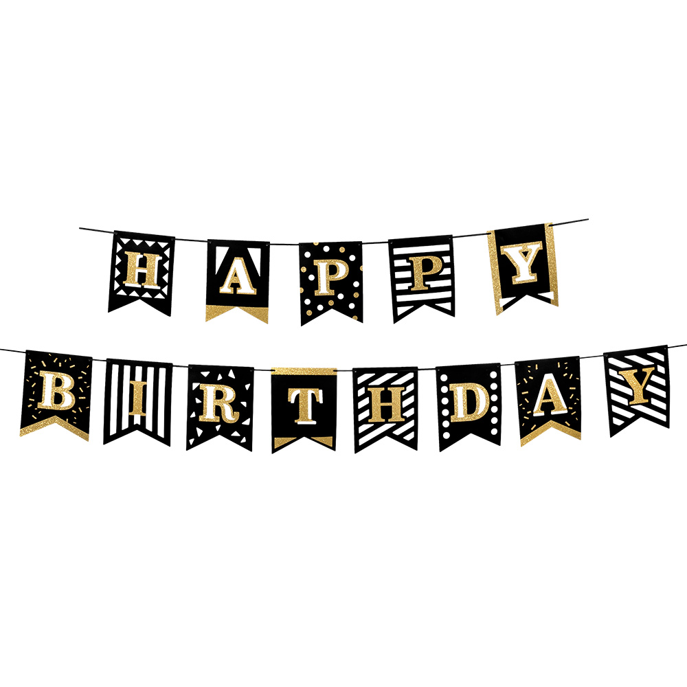 Kartonnen letterslinger Party time 'Happy birthday' (2 slingers van 2 m)