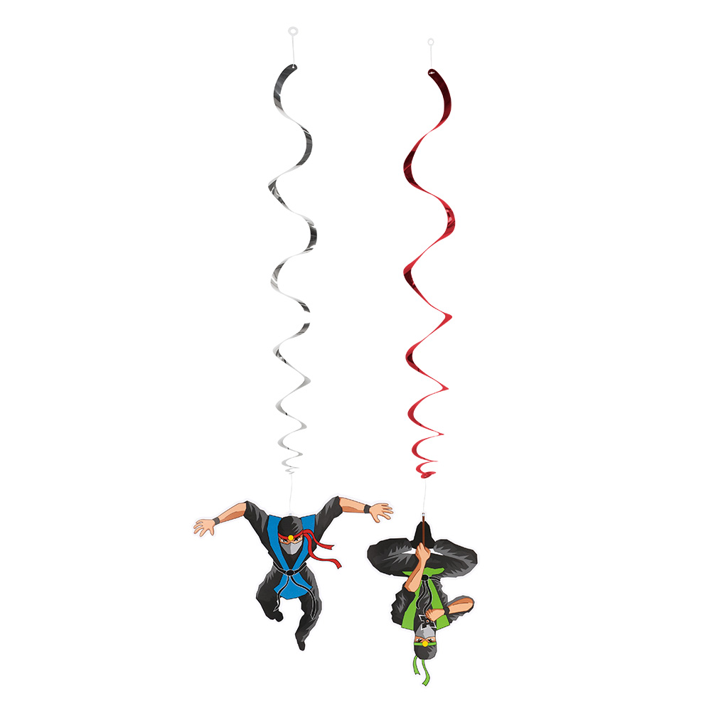 Set 2 decoratieswirls Ninja dubbelzijdig (85 cm)