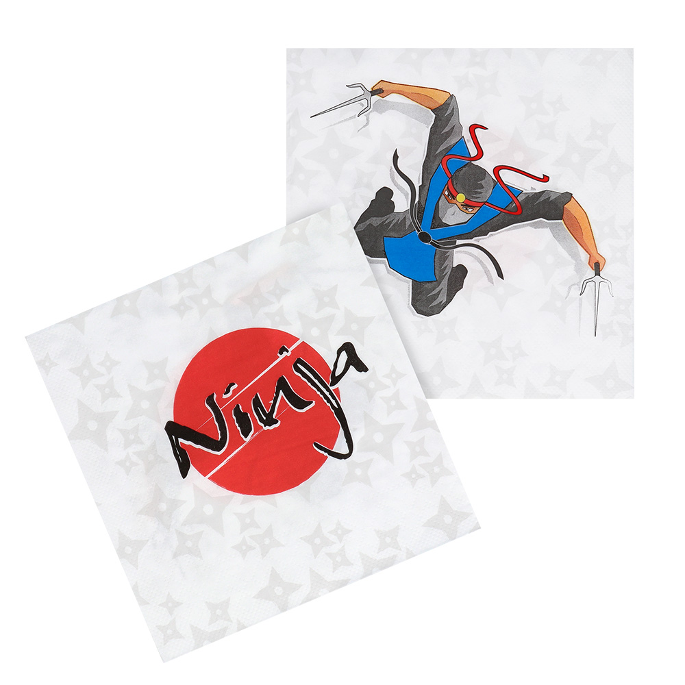 Set 20 papieren servetten 'Ninja' (33 x 33 cm)