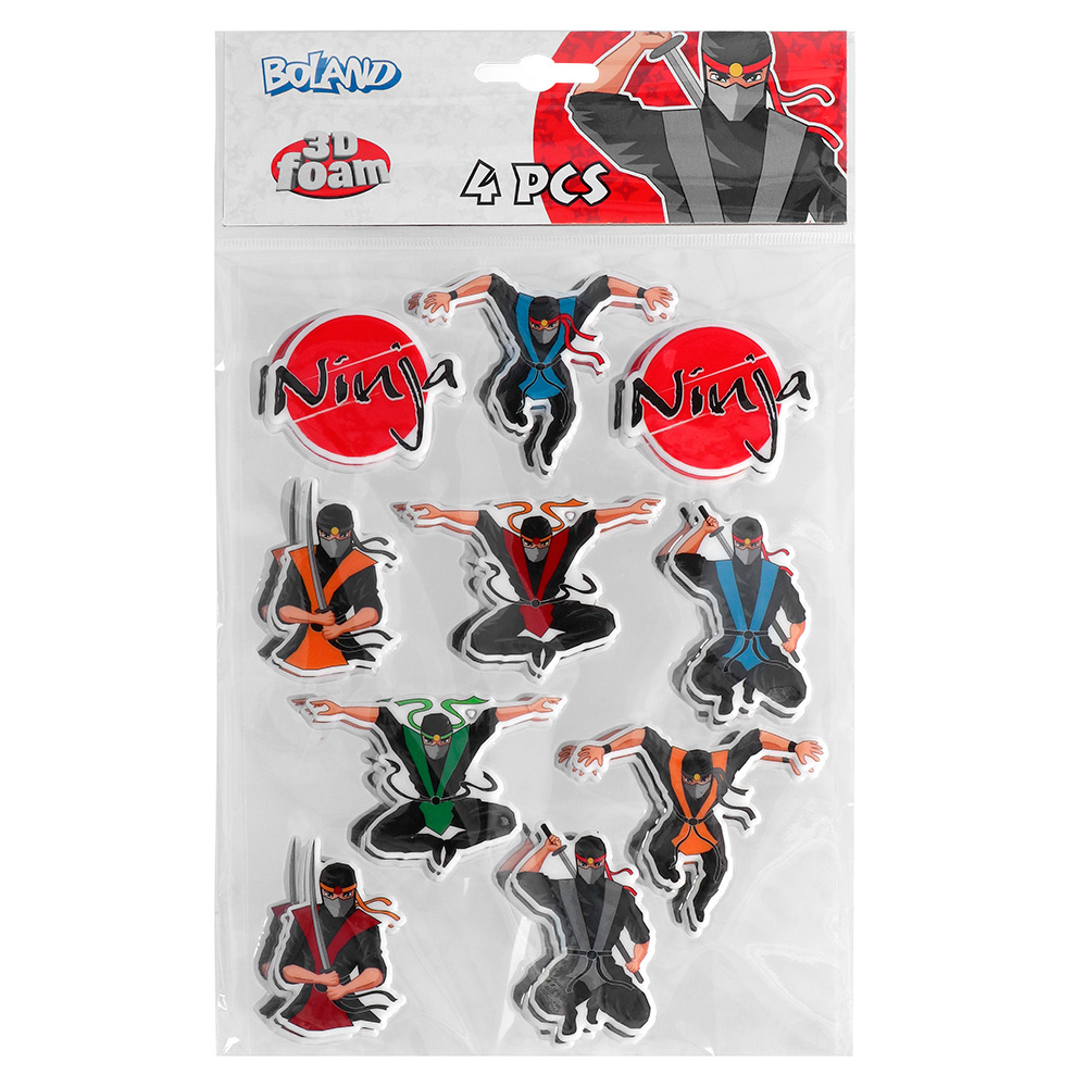 Set 4 stickervellen Ninja (15 x 20 cm)