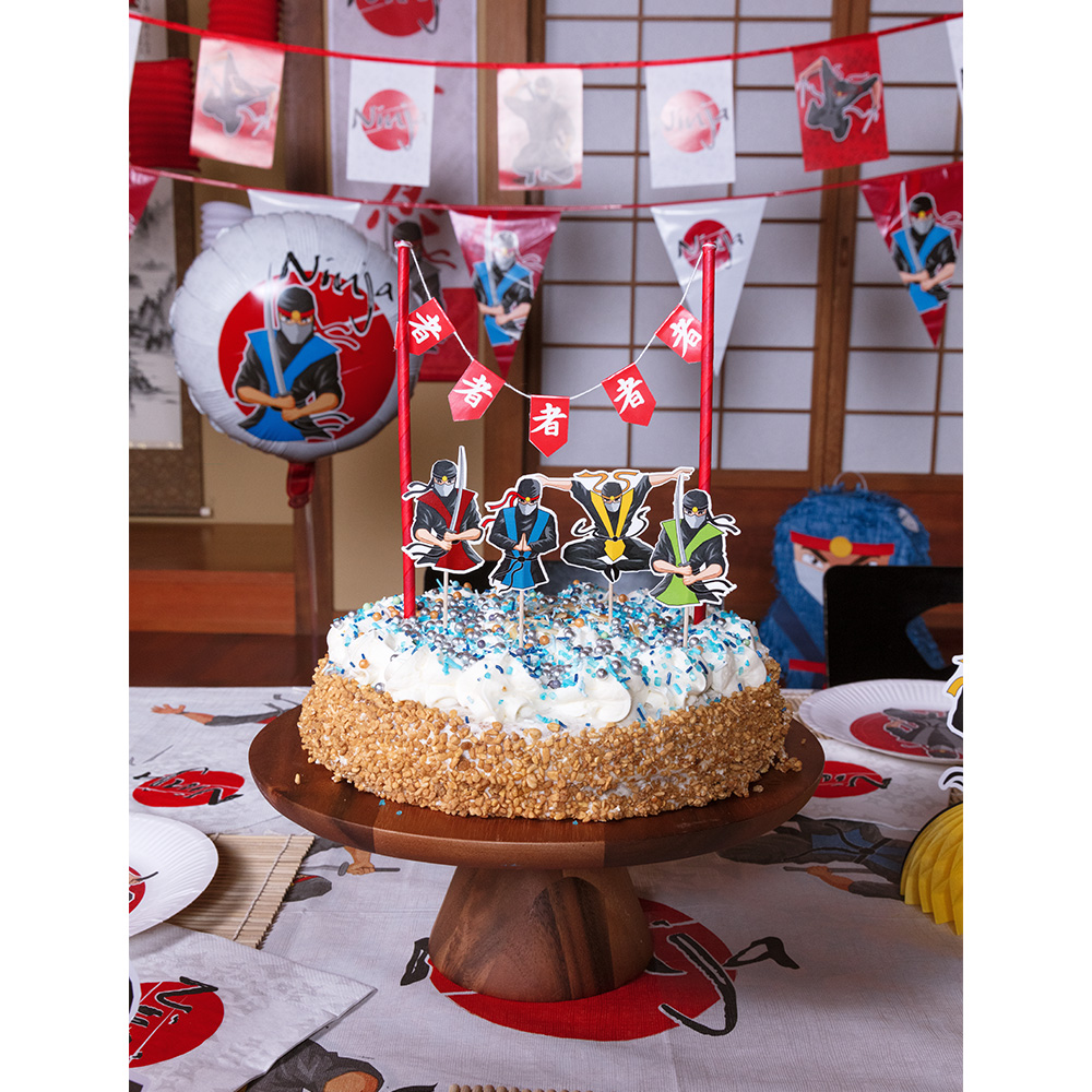 Kartonnen letterslinger Ninja 'Happy birthday' (1,2 m)