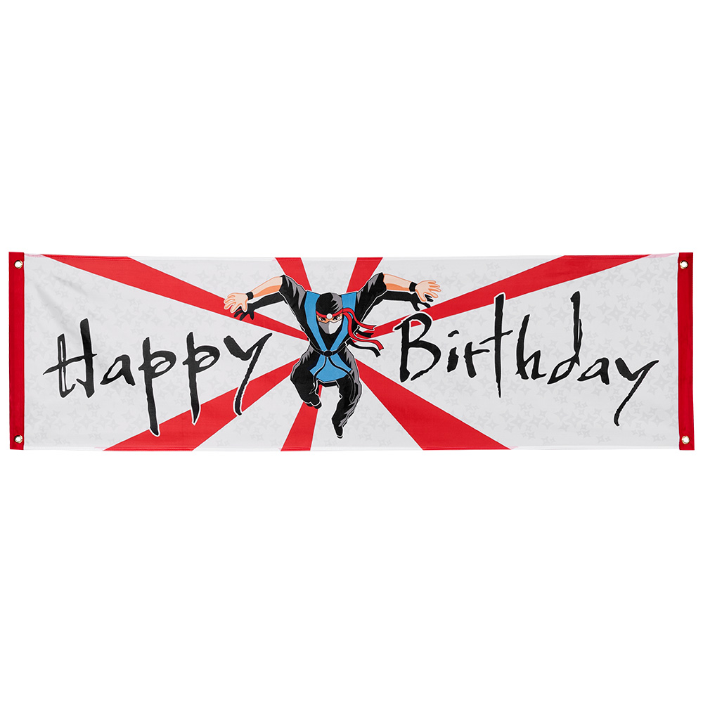 Polyester banner Ninja 'Happy birthday' (50x180 cm)