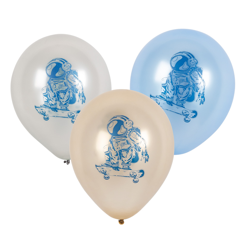 Set 6 latex ballonnen Space dubbelzijdig (Ø 25 cm)