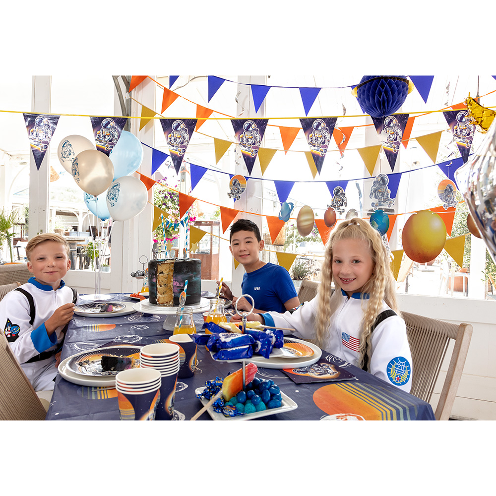 Kartonnen letterslinger Space 'Happy birthday' (2,5 m)