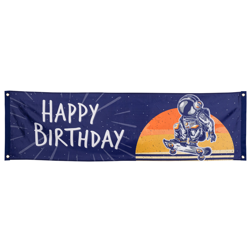 Polyester banner Space 'Happy birthday' (50 x 180 cm)
