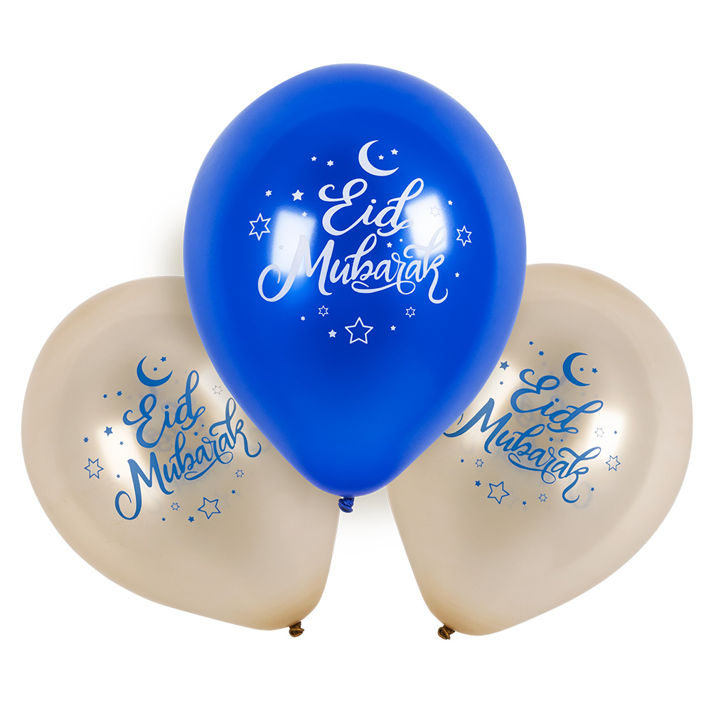 Set 6 latex ballonnen 'Eid Mubarak' dubbelzijdig (Ø 25 cm)