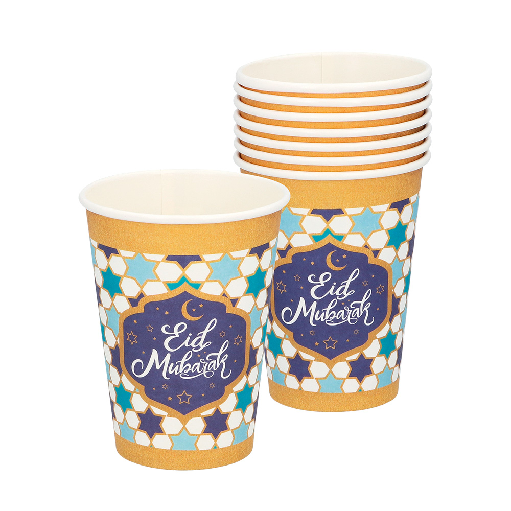 Set 8 papieren bekertjes 'Eid Mubarak' (25 cl)