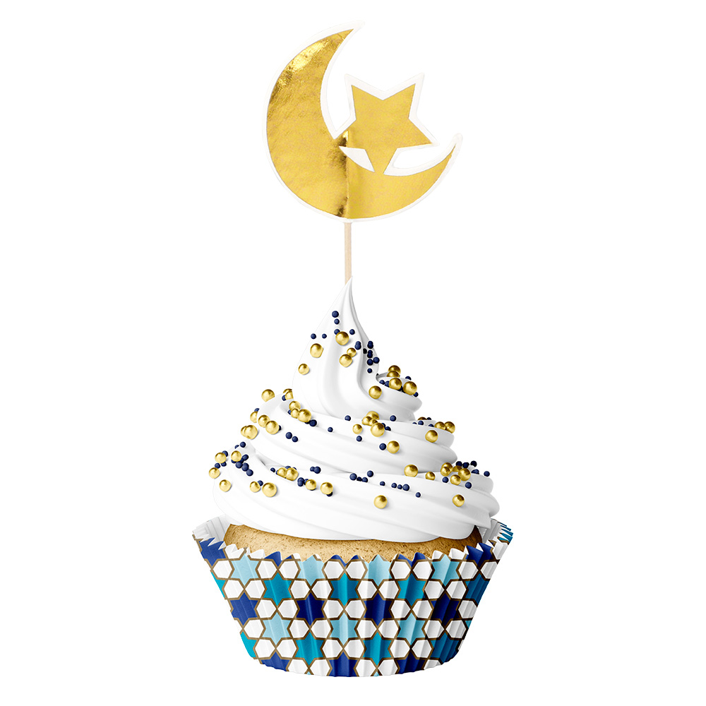 Cupcake set 'Eid Mubarak' (20 cupcakevormpjes, 20 cocktailprikkers)