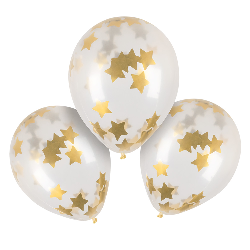 Set 5 latex confettiballonnen Eid Mubarak goud (Ø 30 cm)