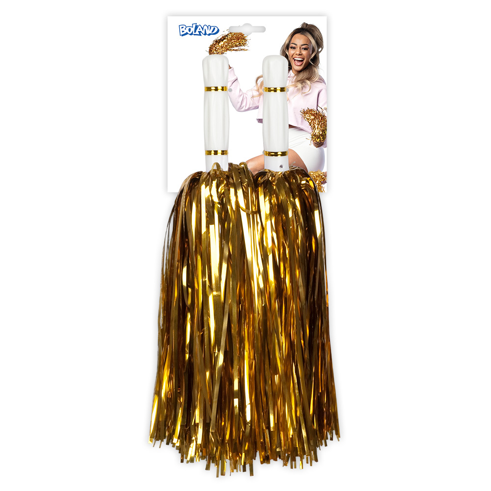Paar pompoms Metallic goud