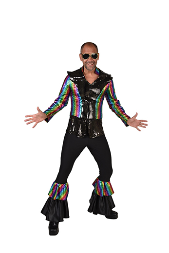 Disco King Rainbow zwart XXL