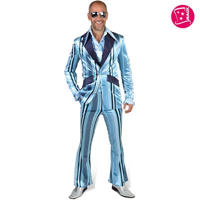 70's pak blauw strepen XXL