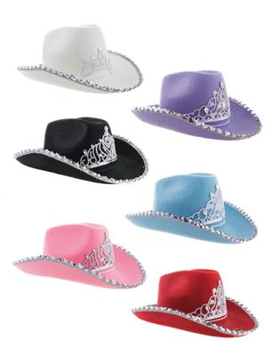 Cowboyhoed met kroon 6 kleuren