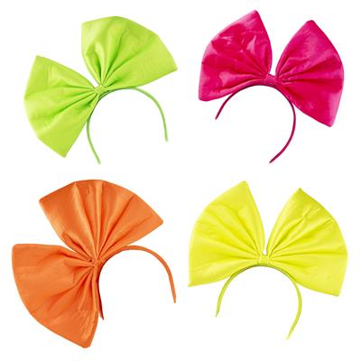 Diadeem fluo met reuzestrik 4 kleuren