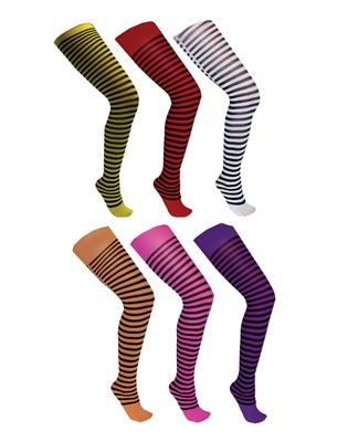 Panty met zwarte strepen 6 kleuren