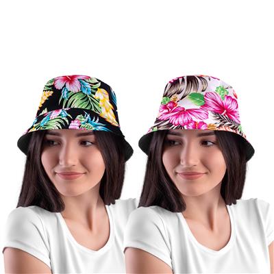 Vissershoedje met bloemen 2 kleuren