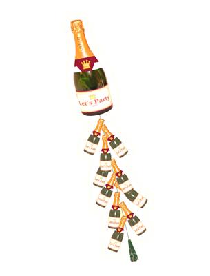 Champagnefles met licht en knalgeluid