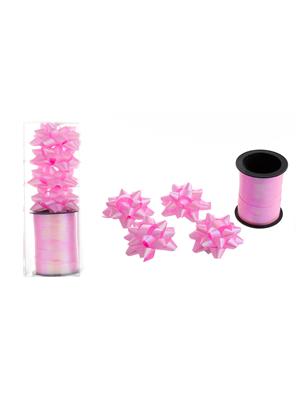 Cadeaulint 10m met 4 strikjes babyroze