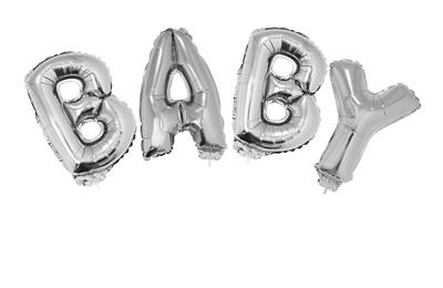 Ballonnenset 16" baby zilver met lint 5m