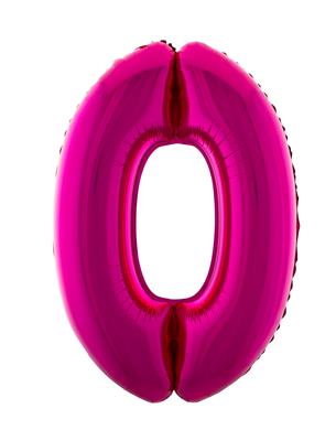 Folieballon 40" cijfer 0 roze