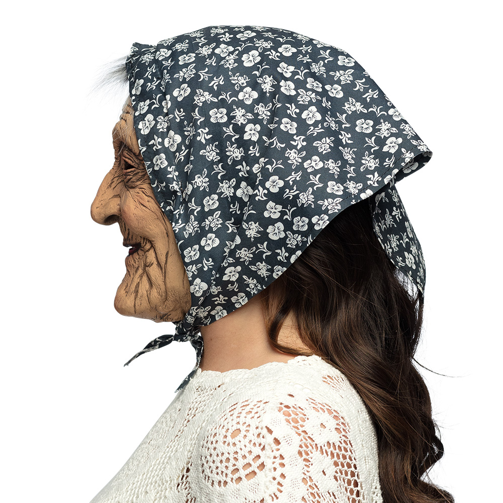 Latex hoofdmasker Oude vrouw met kap