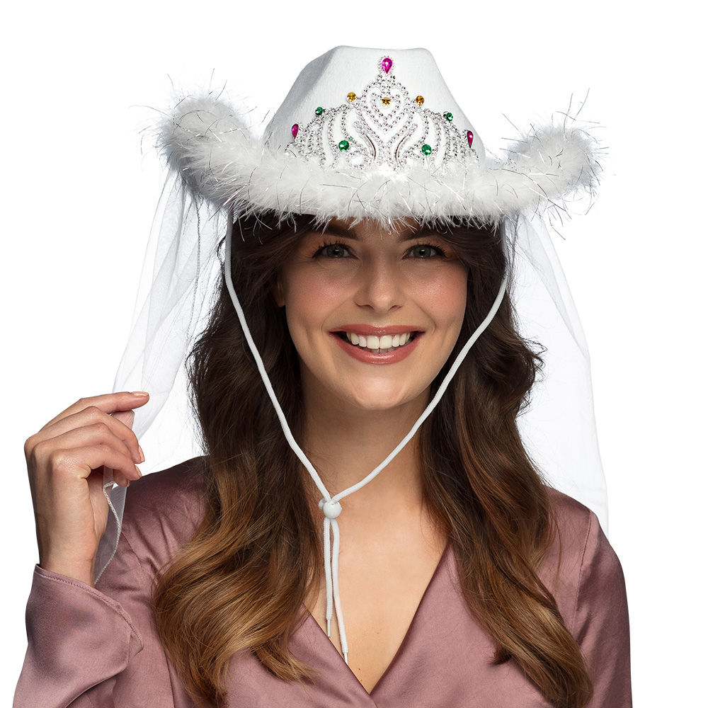 Hoed Royal bride met sluier wit