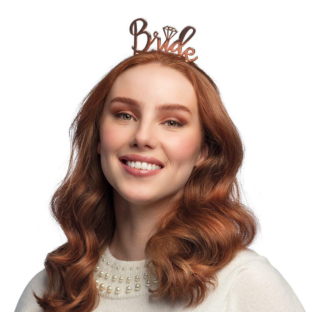Metalen diadeem 'Bride' roségoud