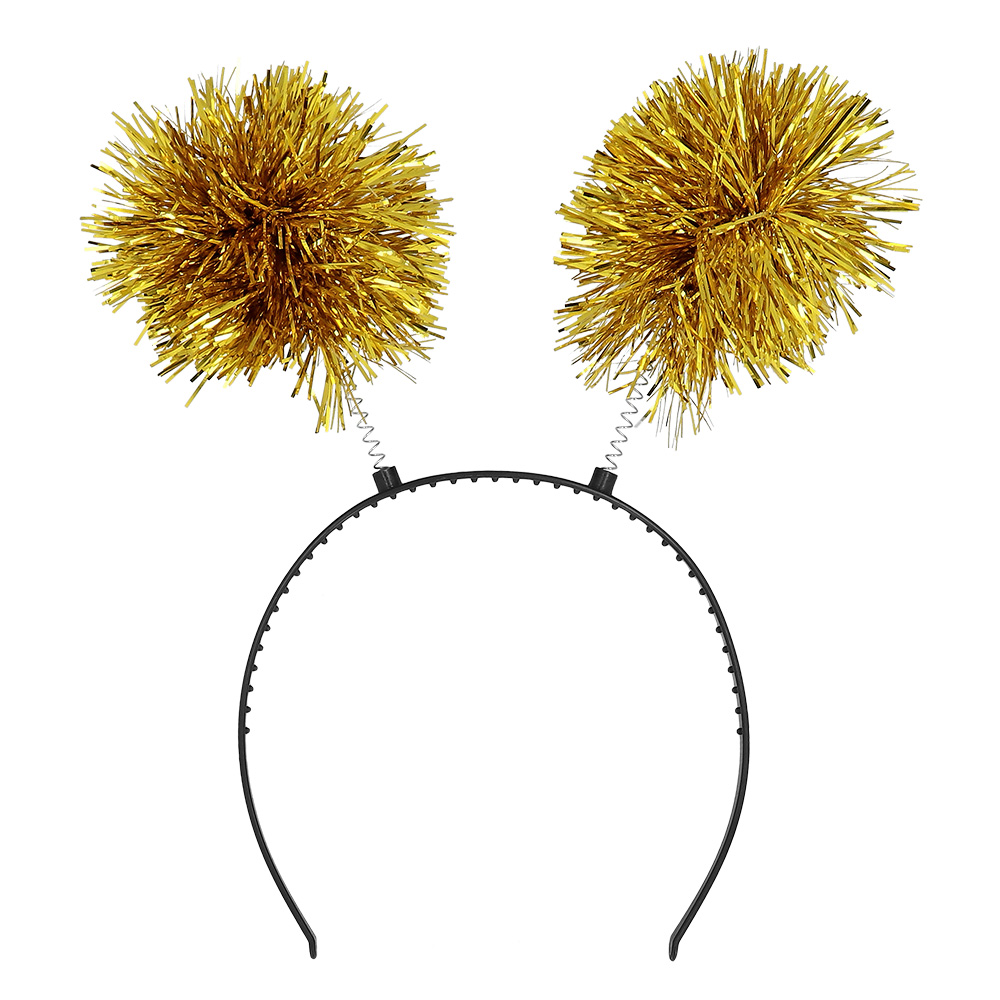 Diadeem Tinsel pompoms goud