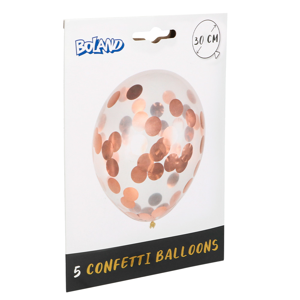 5 confettiballonnen rose goud 30 cm