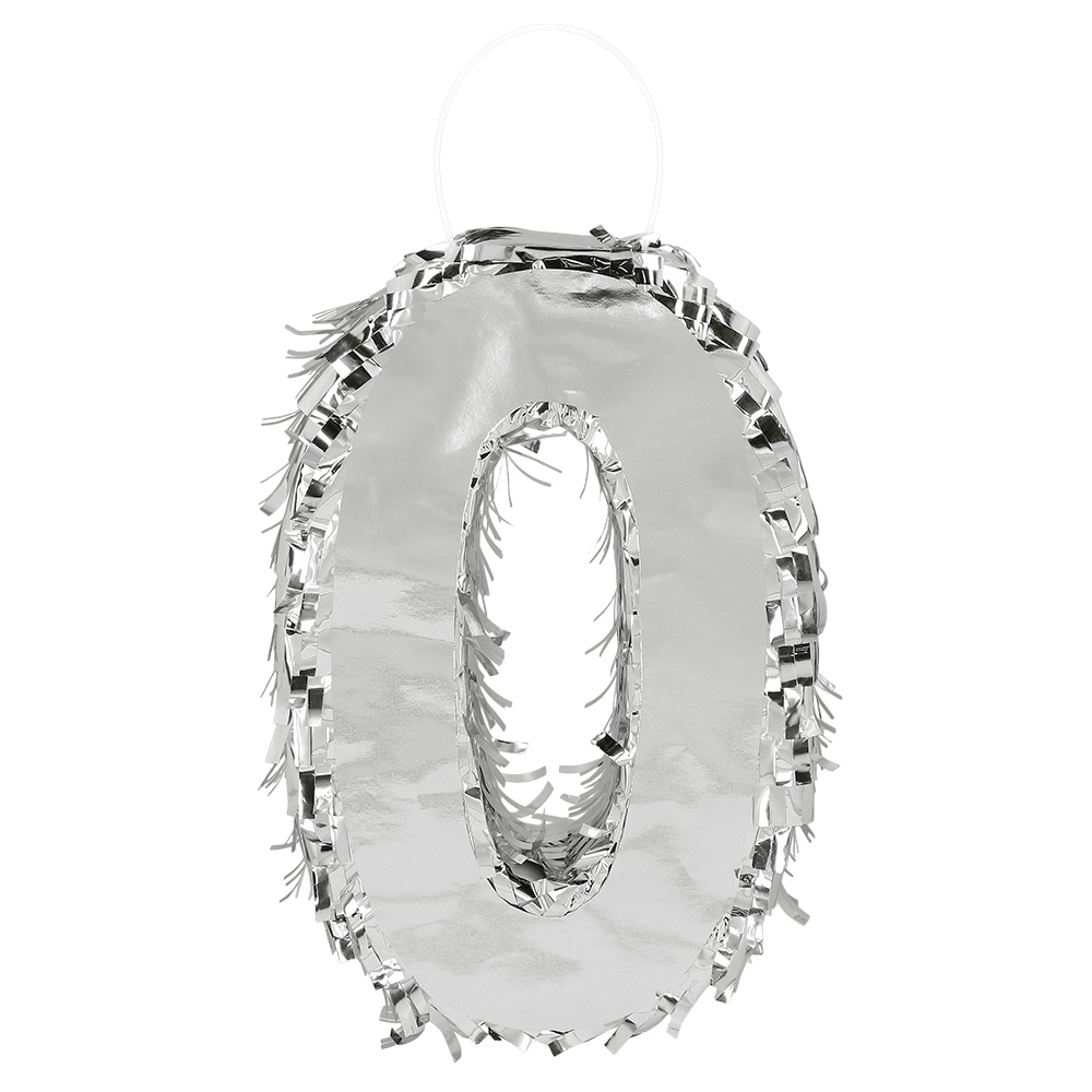 Piñata cijfer '0' zilver (25 x 16 x 5 cm)