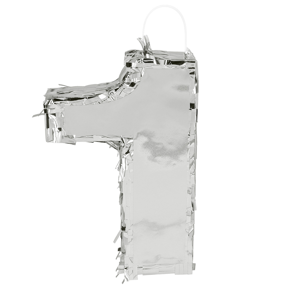 Piñata cijfer '1' zilver (25 x 16 x 5 cm)