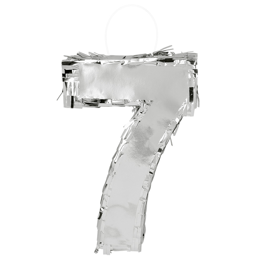 Piñata cijfer '7' zilver (25 x 16 x 5 cm)