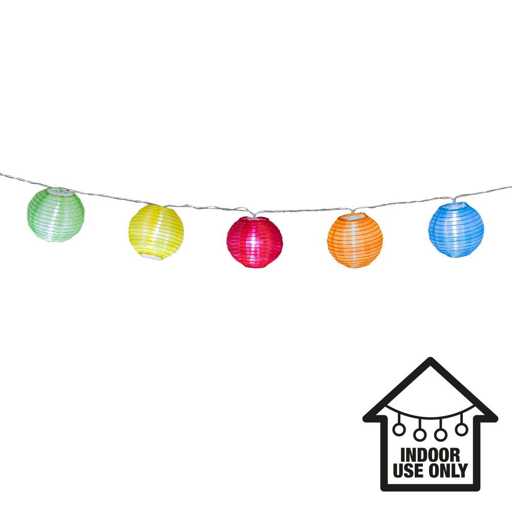 Lampionnen lichtsnoer multikleur (185 cm, Ø 7.5 cm)