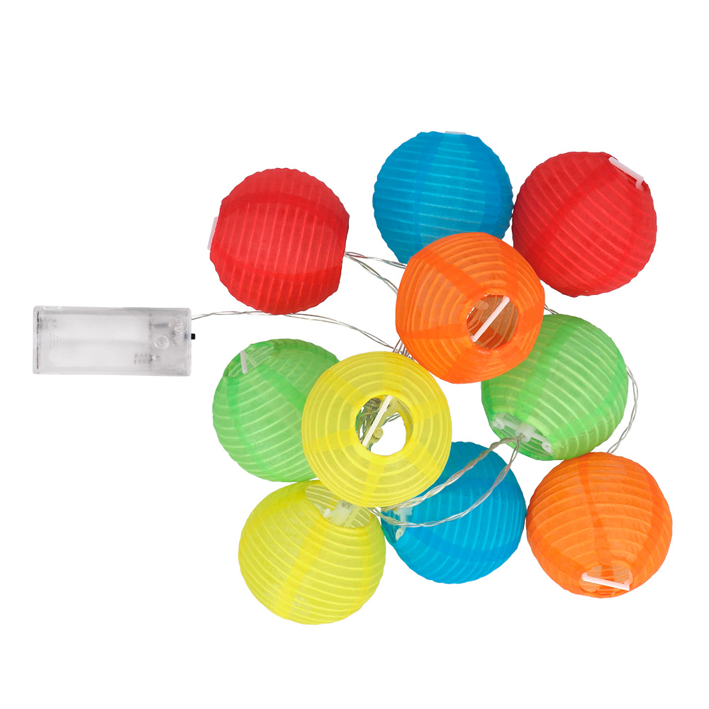 Lampionnen lichtsnoer multikleur (185 cm, Ø 7.5 cm)