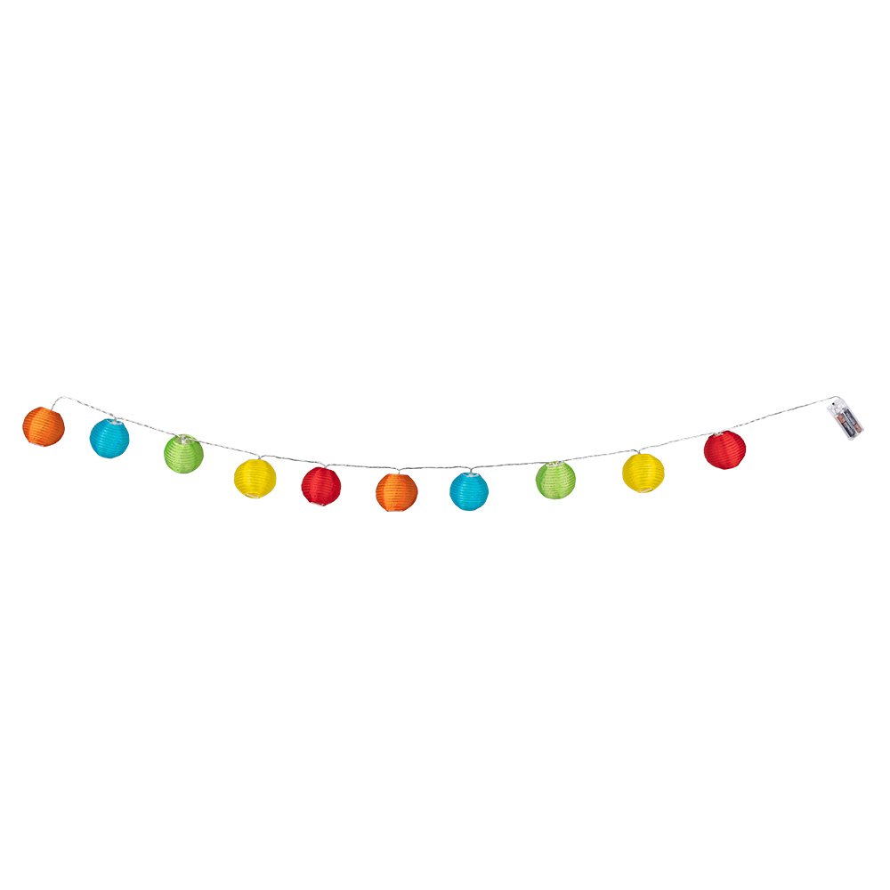 Lampionnen lichtsnoer multikleur (185 cm, Ø 7.5 cm)